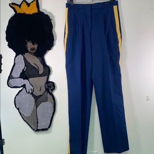 Chic Blue Trousers with Yellow Accents